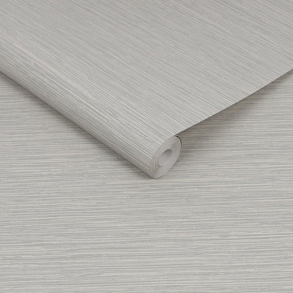 Slightly unrolled Highly Textured Grey Grasscloth Wallpaper roll showing the texture and thickness of wallpaper