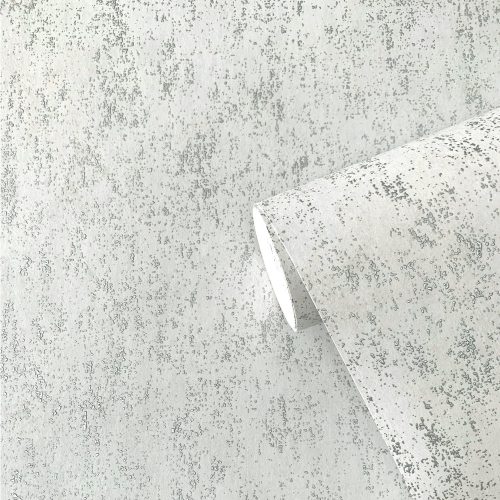 Close up shot of a roll of Mineral Plaster Wallpaper Metallic Silver and Grey