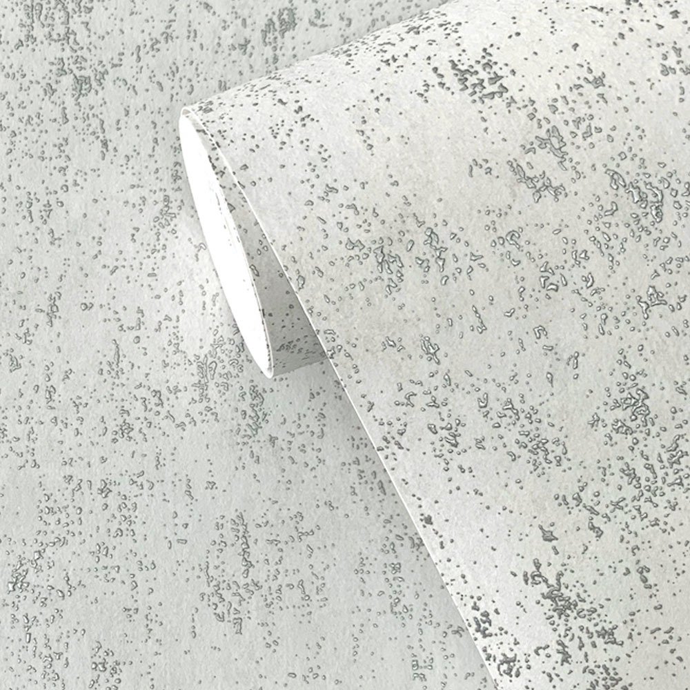 Mineral Plaster Wallpaper - Metallic Silver Grey - Image 5