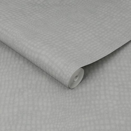 grey-crocodile-textured-wallpaper Roll of Grey Crocodile Wallpaper slightly unrolled