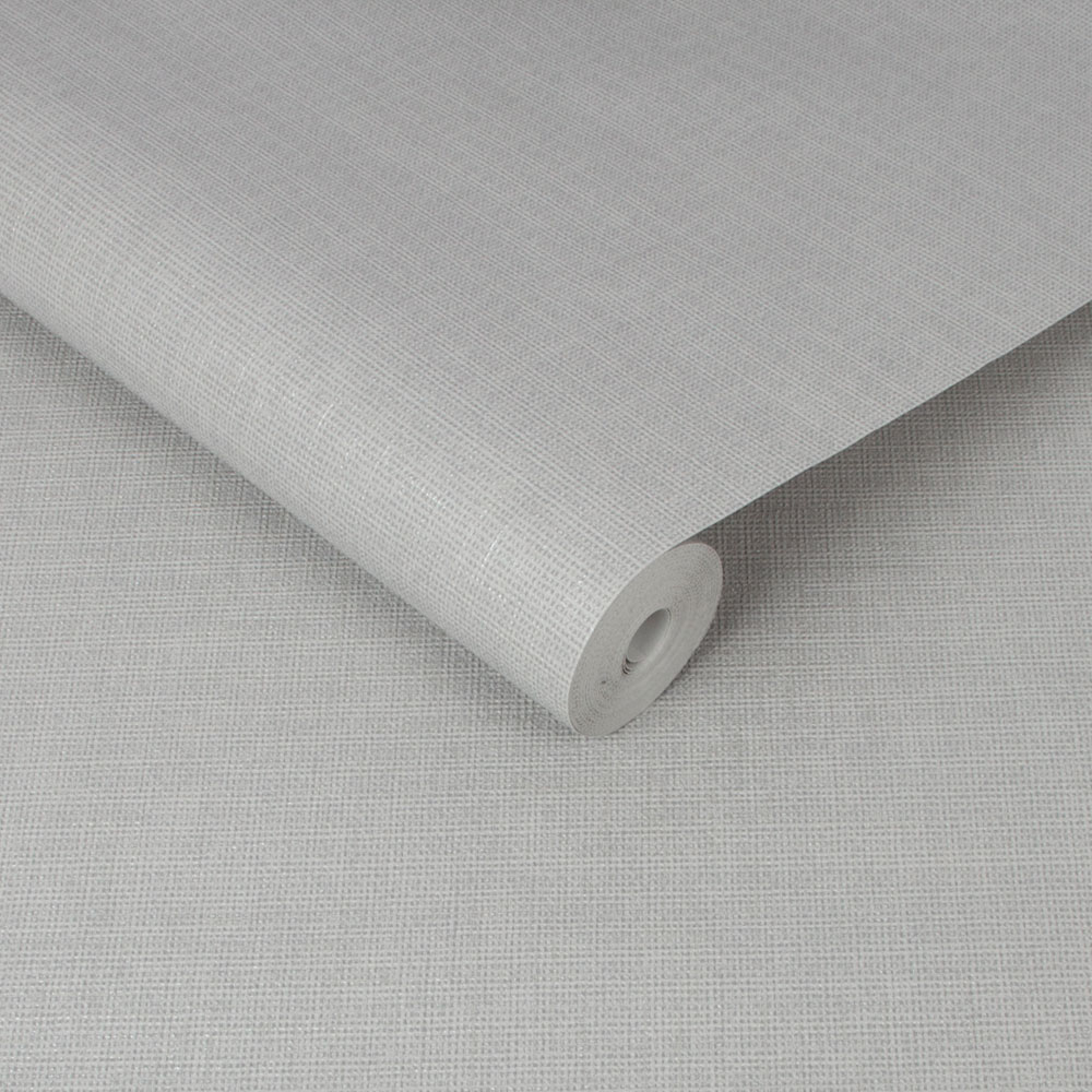 Roll of Hessian Linen textured effect Wallpaper on grey