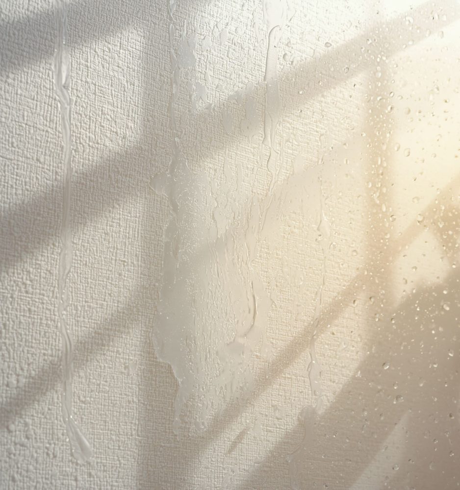Light reflecting off humidity on wallpaper - our guide explains that humidity and moisture can damage wallpaper