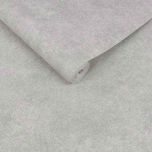 light-faux-plaster-metallic-wallpaper Roll of light grey pearl faux plaster metallic wallpaper highlighting the pearl texture, slightly unrolled