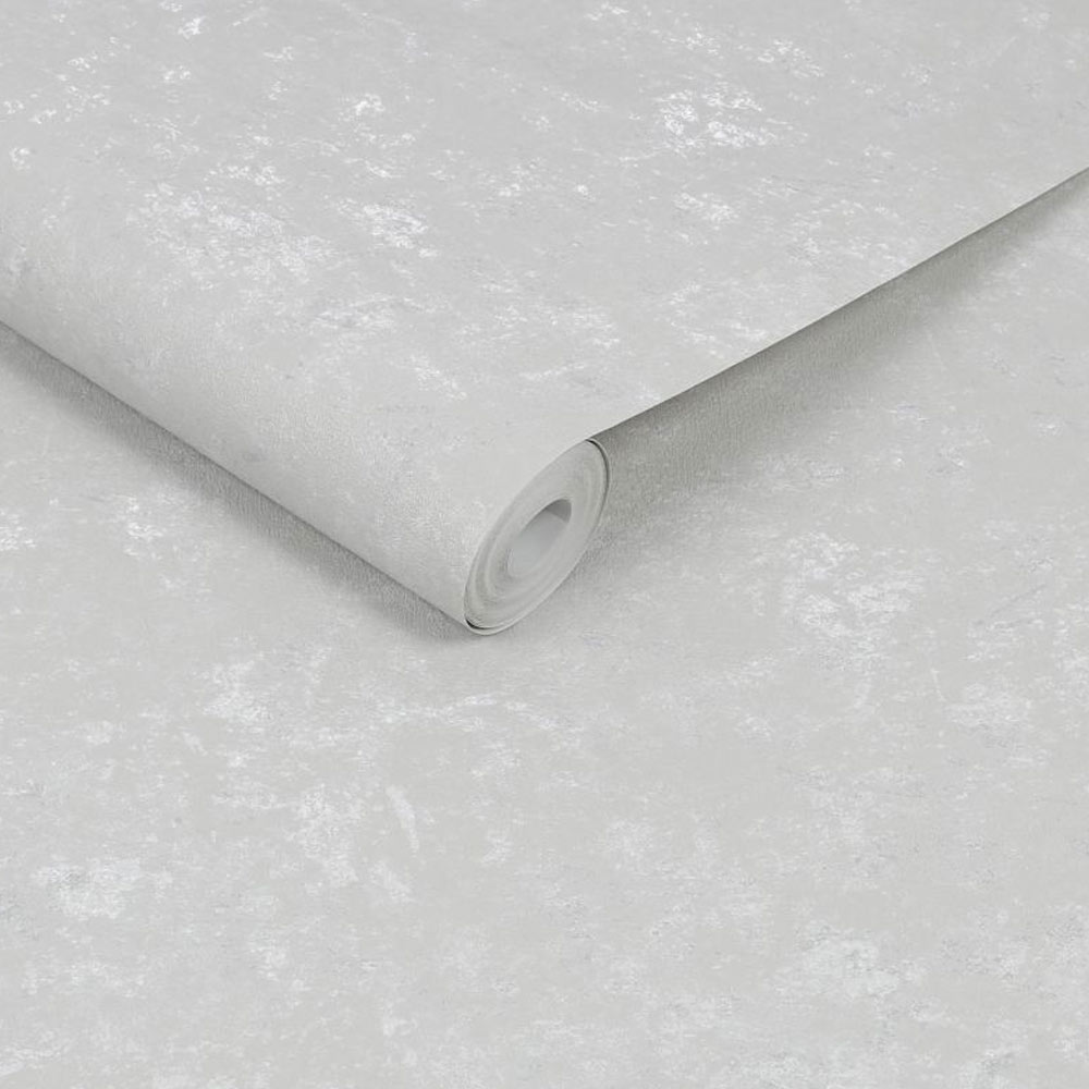 Roll of white soft plaster wallpaper