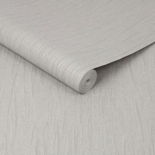 textured-waves-wallpaper-light-grey Roll of textured waves wallpaper with silky feel in quartz grey