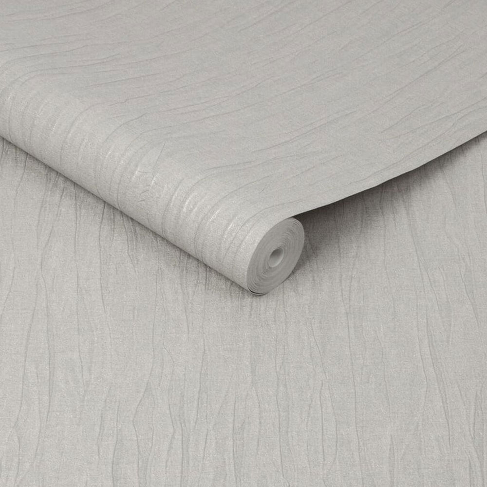 Roll of textured waves wallpaper with silky feel in quartz grey