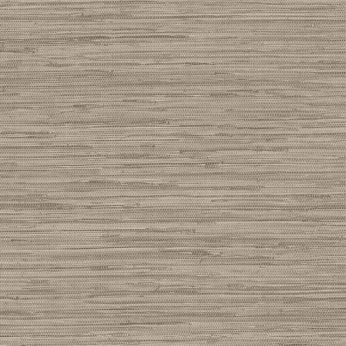 Detail shot of the textured faux grasscloth wallpaper natural brown