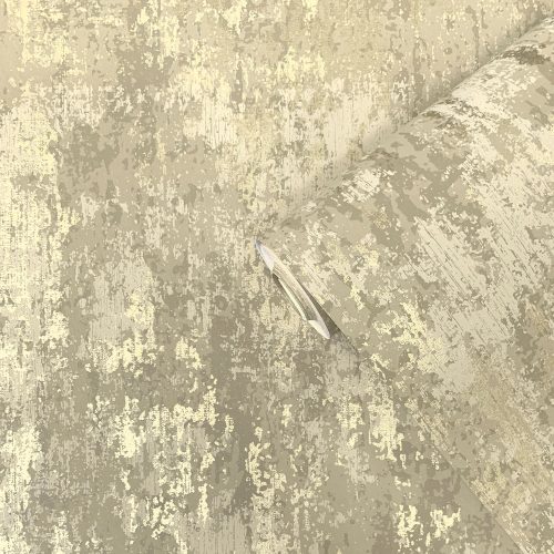 light-brown-beige-distressed-concrete-wallpaper Chalky texture detail on a rolld of light brown beige weathered plaster wallpaper