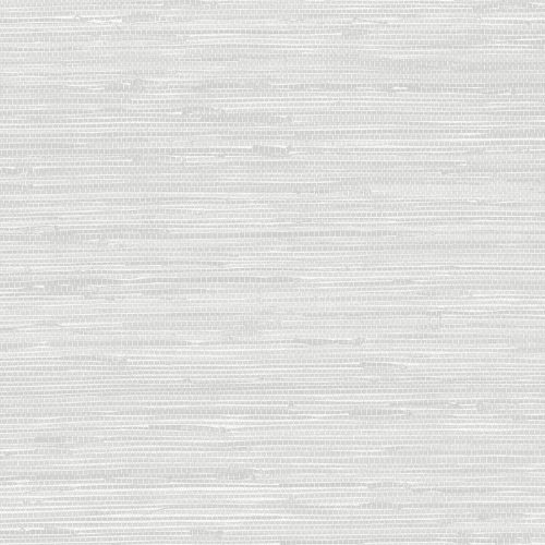 Detail photo of the silky metallic silver grasscloth wallpaper showing light shimmer and embossed texture